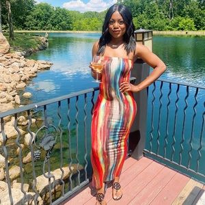 Multi-Colored Tube Maxi Dress